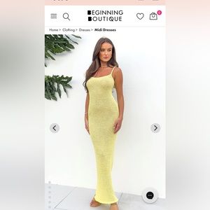 Begging Boutique Ezra Yellow Midi Dress